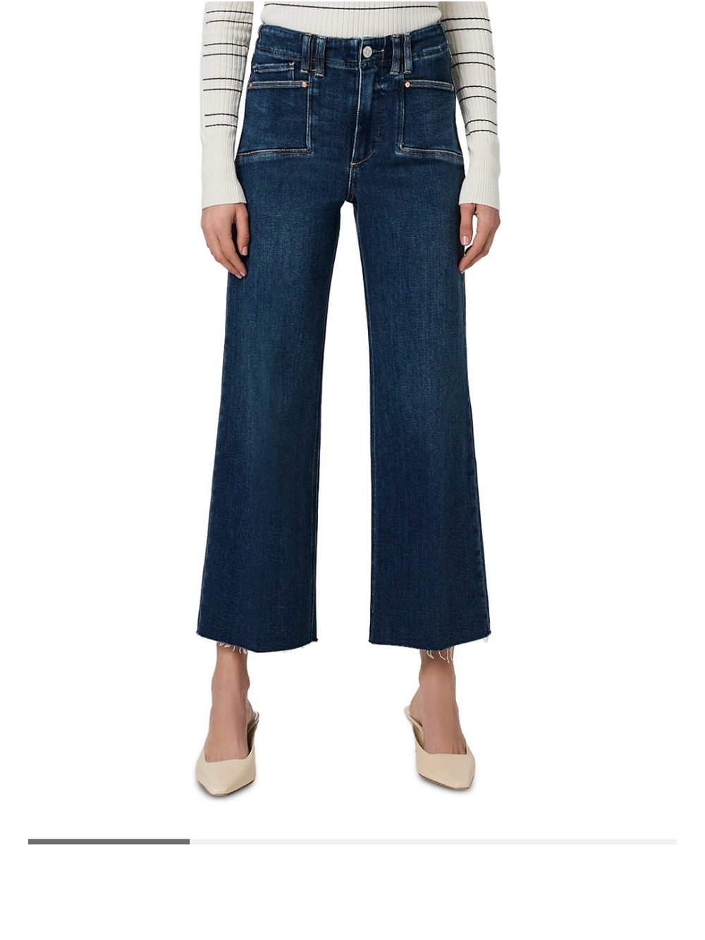 PAIGE Anessa Dark Blue Wide-Leg High-Rise Jeans, Size 25, no tags but never worn